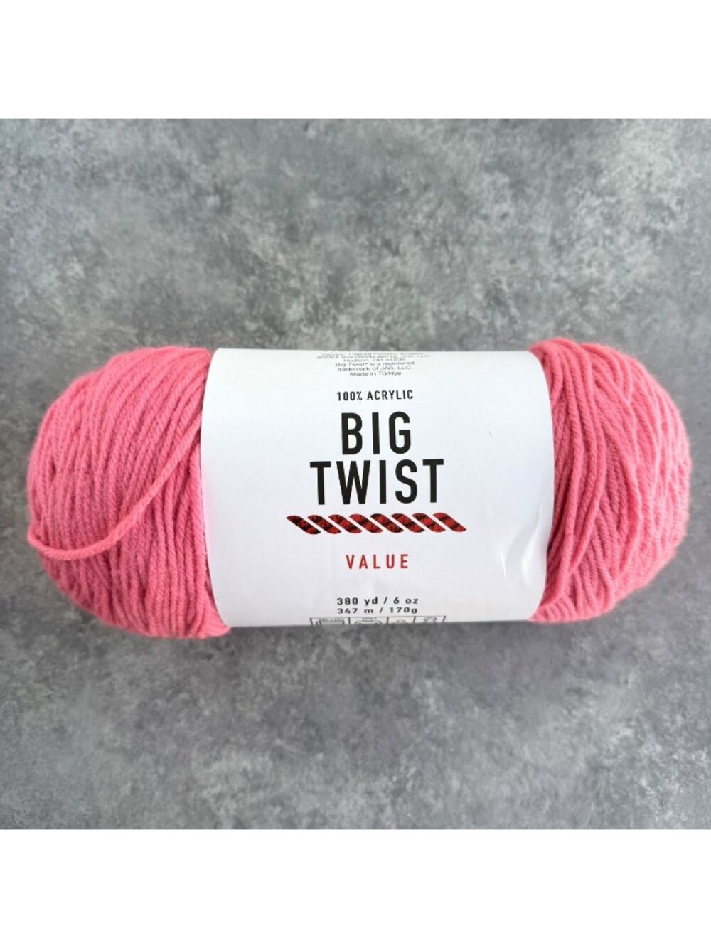 Big Twist Value Yarn Watermelon Color Lot #652027 Weight# 4 Acrylic 6oz/380yd